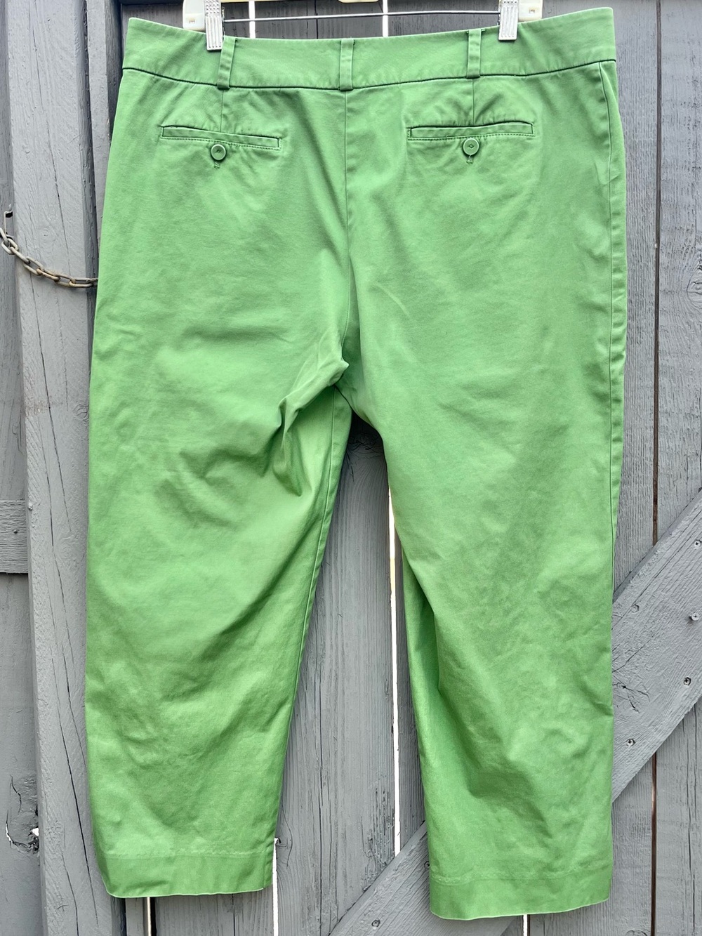 Talbots Signature Cropped Pants Cotton Twill Green Size 14 - Picture 5 of 11